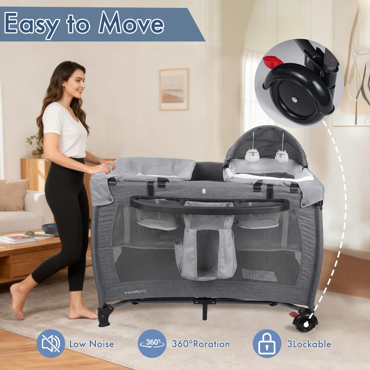 5-in-1 Pack and Play with Bassinet & Changing Table L9618
