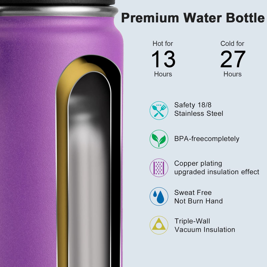 Stainless Steel Vacuum Insulated Water Bottle 16 oz 2 Pack X6979