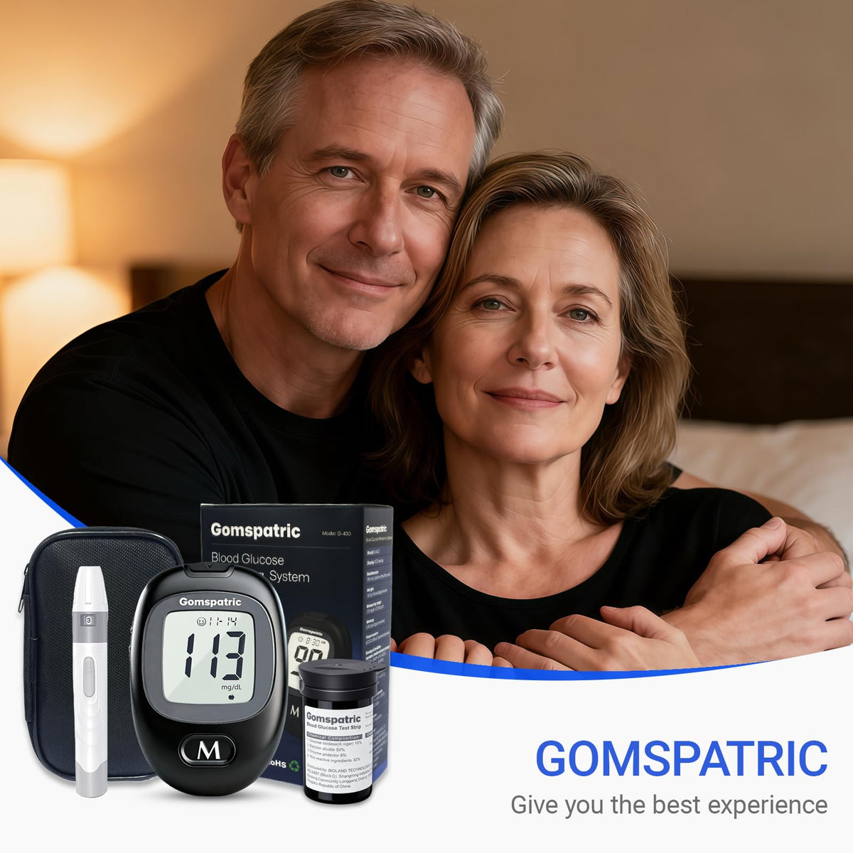 Blood Glucose Monitor Kit with 50 Test Strips and 50 Lancets T975877
