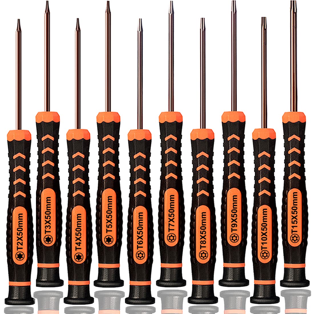 Torx Screwdriver Set of T2-T15, 10-Piece Magnetic Security Screwdrivers L266434