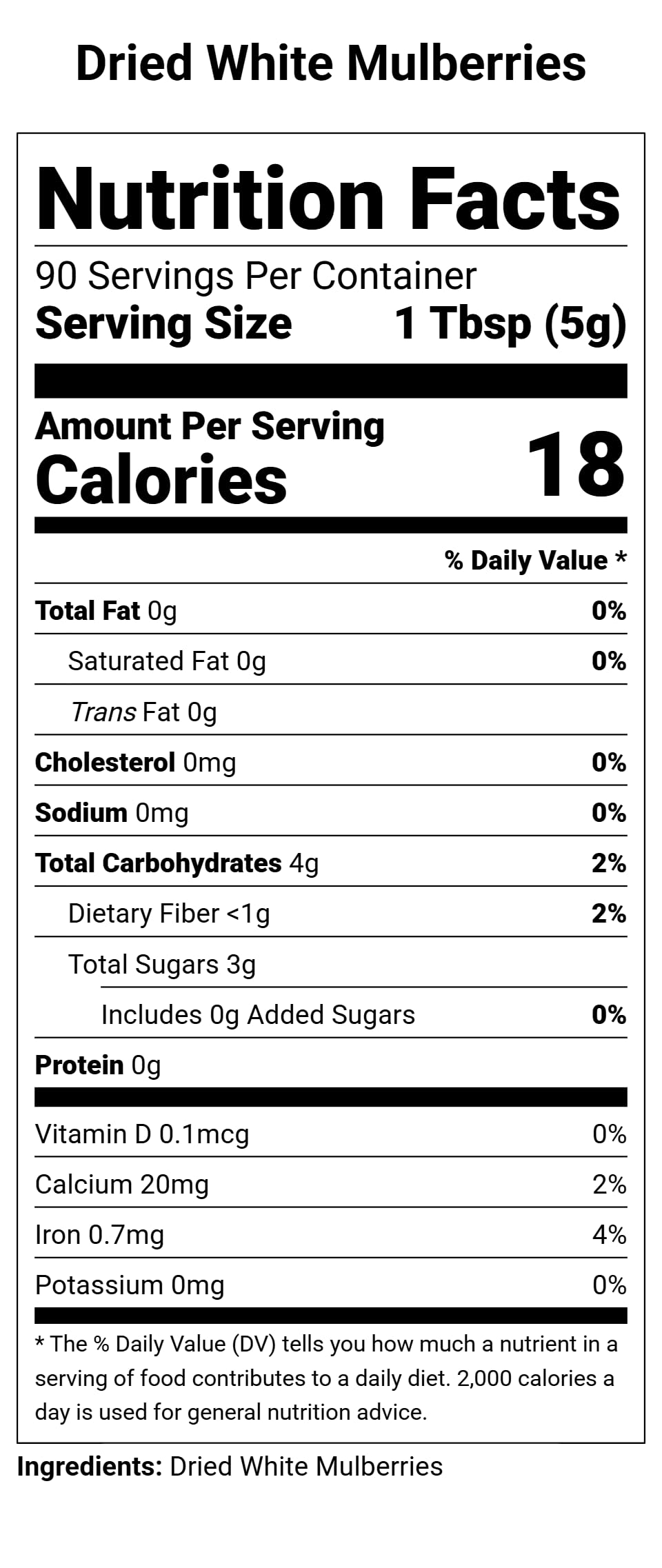 Organic Sun-dried White Mulberries, 2 Lbs (Pack of 2) M6706