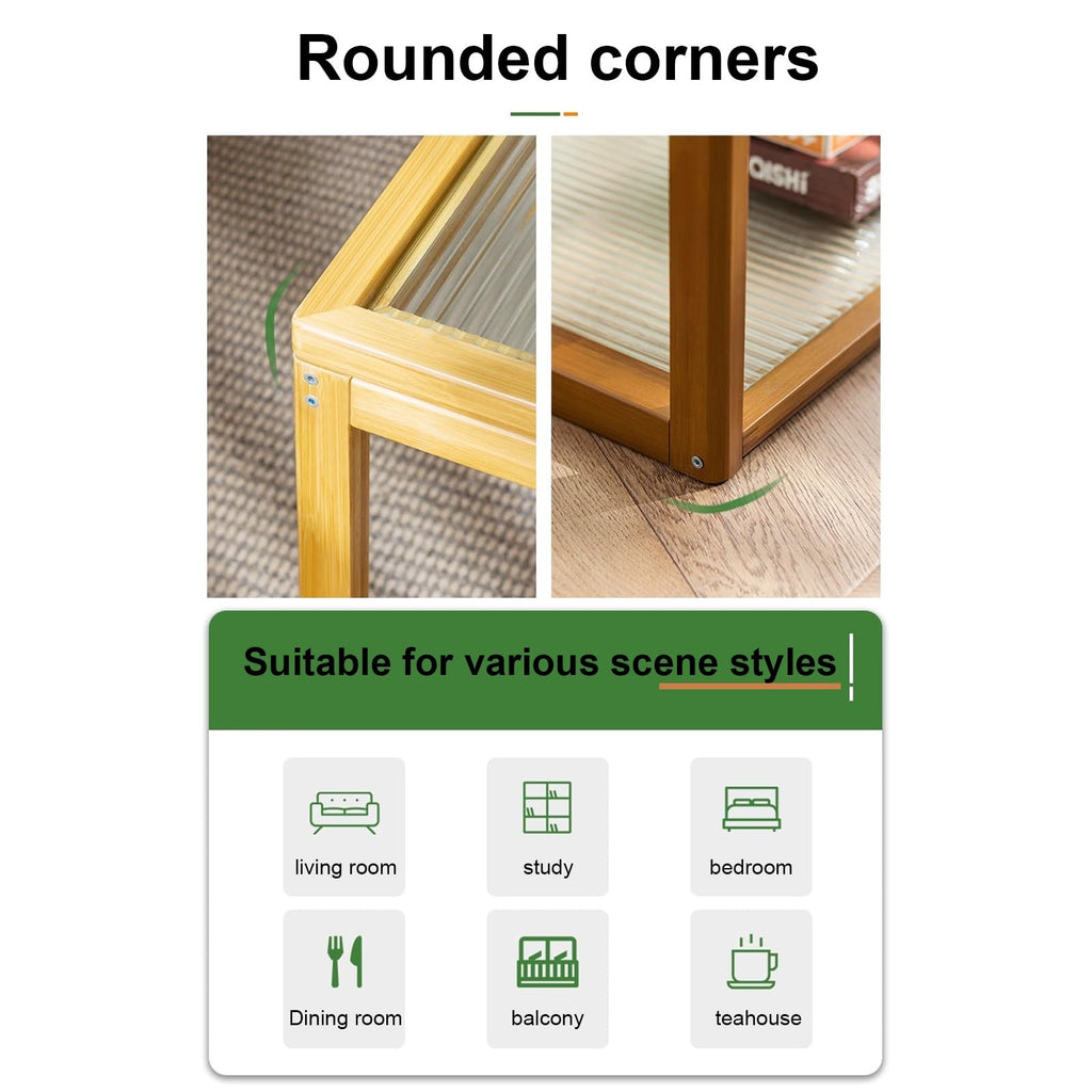 Square Coffee Table Set of Two, Natural Bamboo Q31572