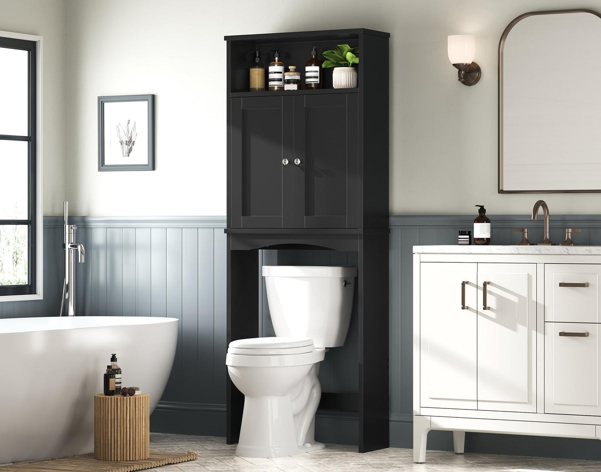 Black Over The Toilet Storage Cabinet O5411