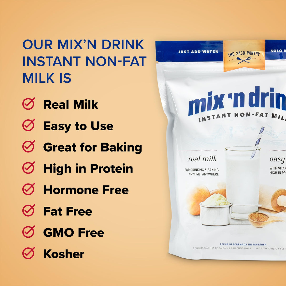 Instant Skim Milk, Fat-Free, Makes 10 Gallons B64505
