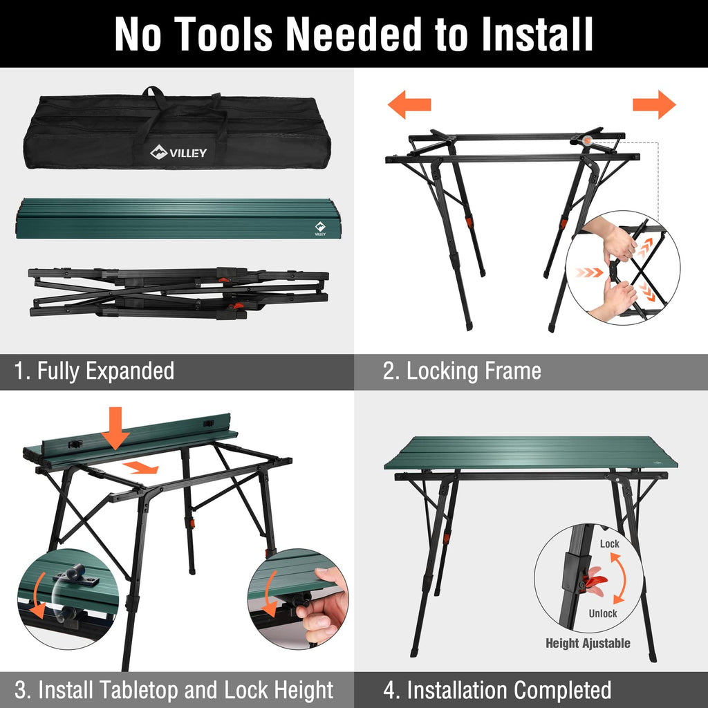 Portable Aluminum Camping Table with Adjustable Legs Z170