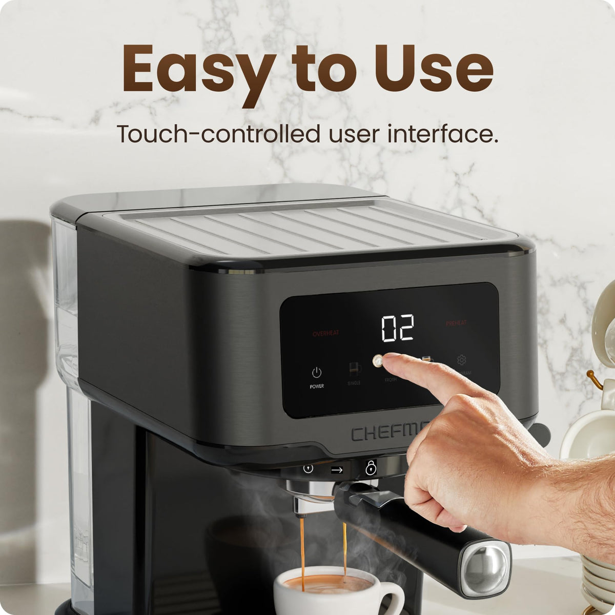 15 Bar Digital Espresso Machine with Steam Wand A80756
