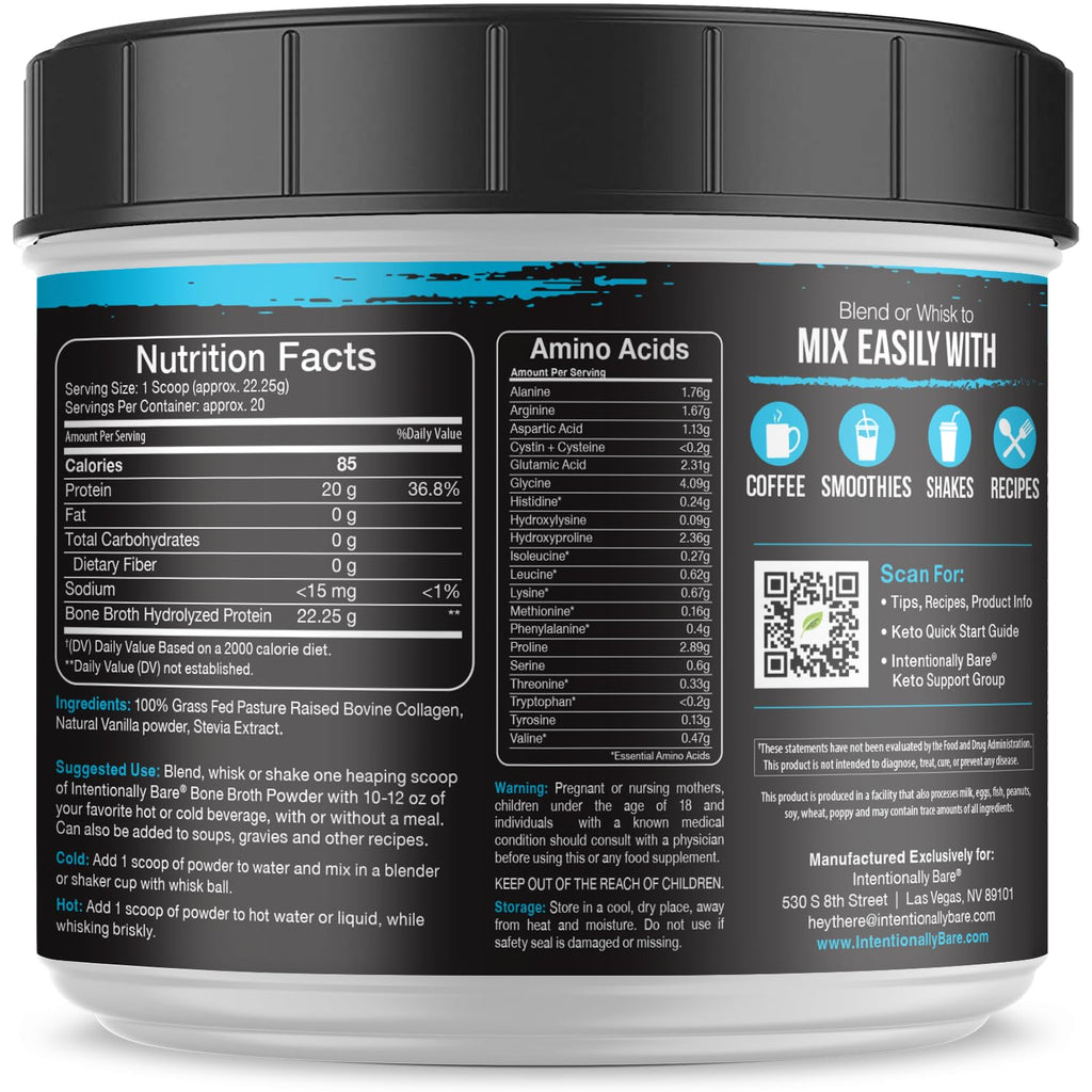 Grass-fed Vanilla Bone Broth Protein Powder 16.5oz W2463