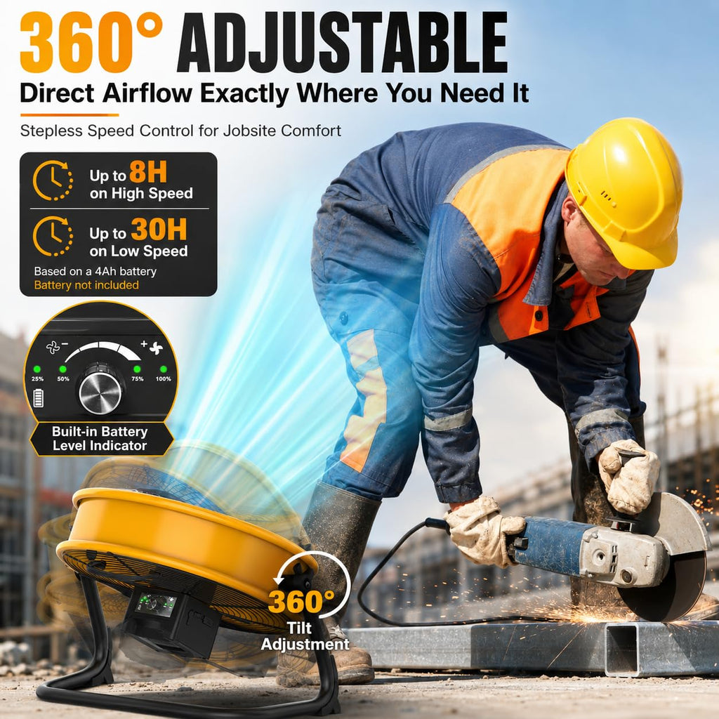 12" Battery Powered Cordless Floor Fan Y8325