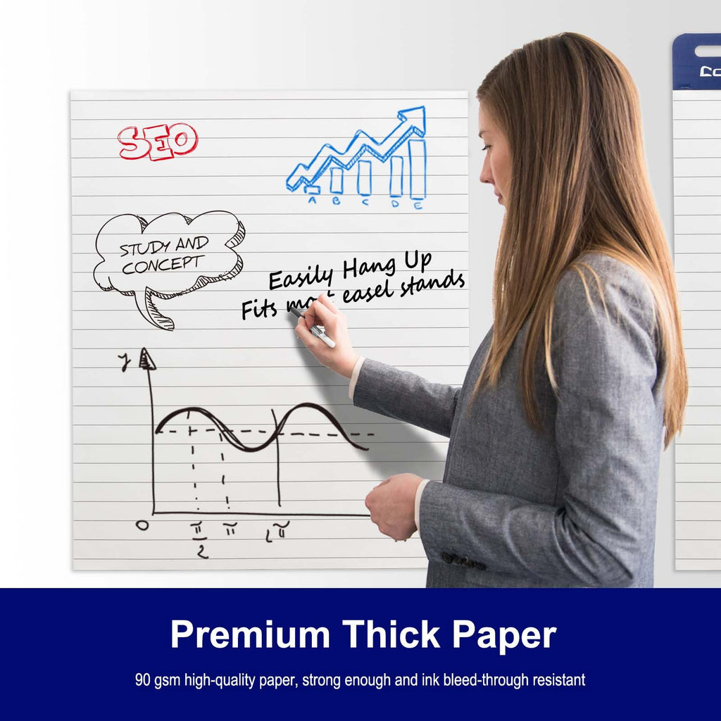 Lined Sticky Easel Pad, 25 x 30 In Flip Chart, 30 Sheets/Pad, 10 Pads Q54742
