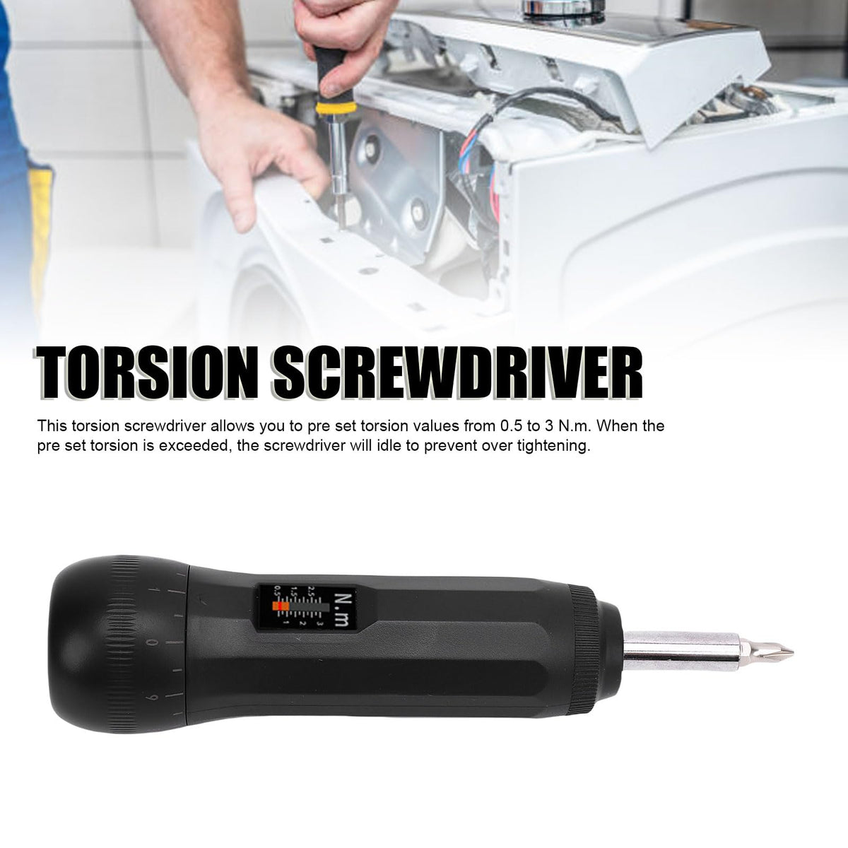 Torque Screwdriver Set 0.5-3N.m 1/4 Inch Drive with S2 Bits T25201