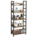5 Tier Wood and Black Metal Bookshelf R87915