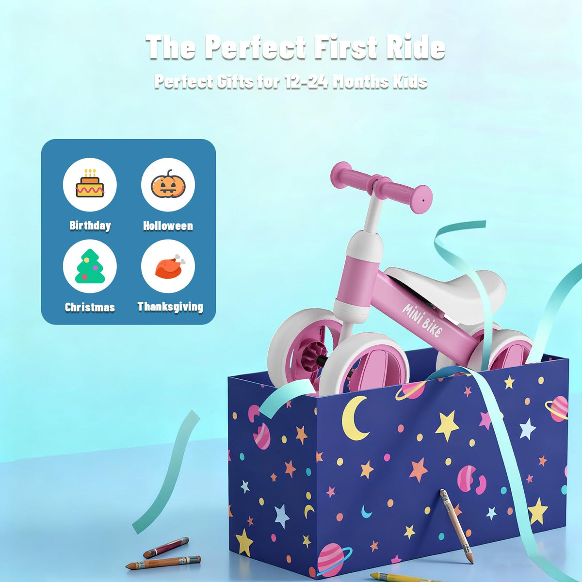 Balance Bike 4 Silent Wheels Soft Seat E923389