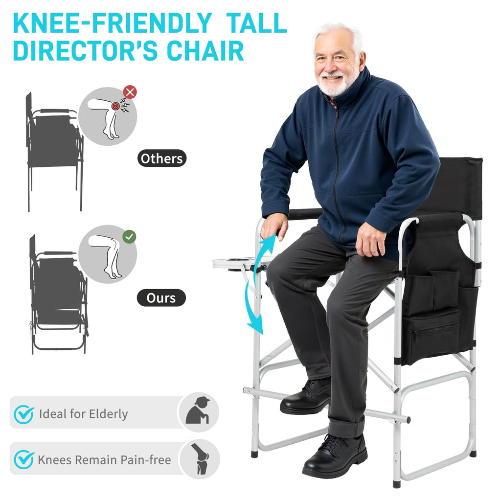 26" Tall Black Folding Directors Chair J36632
