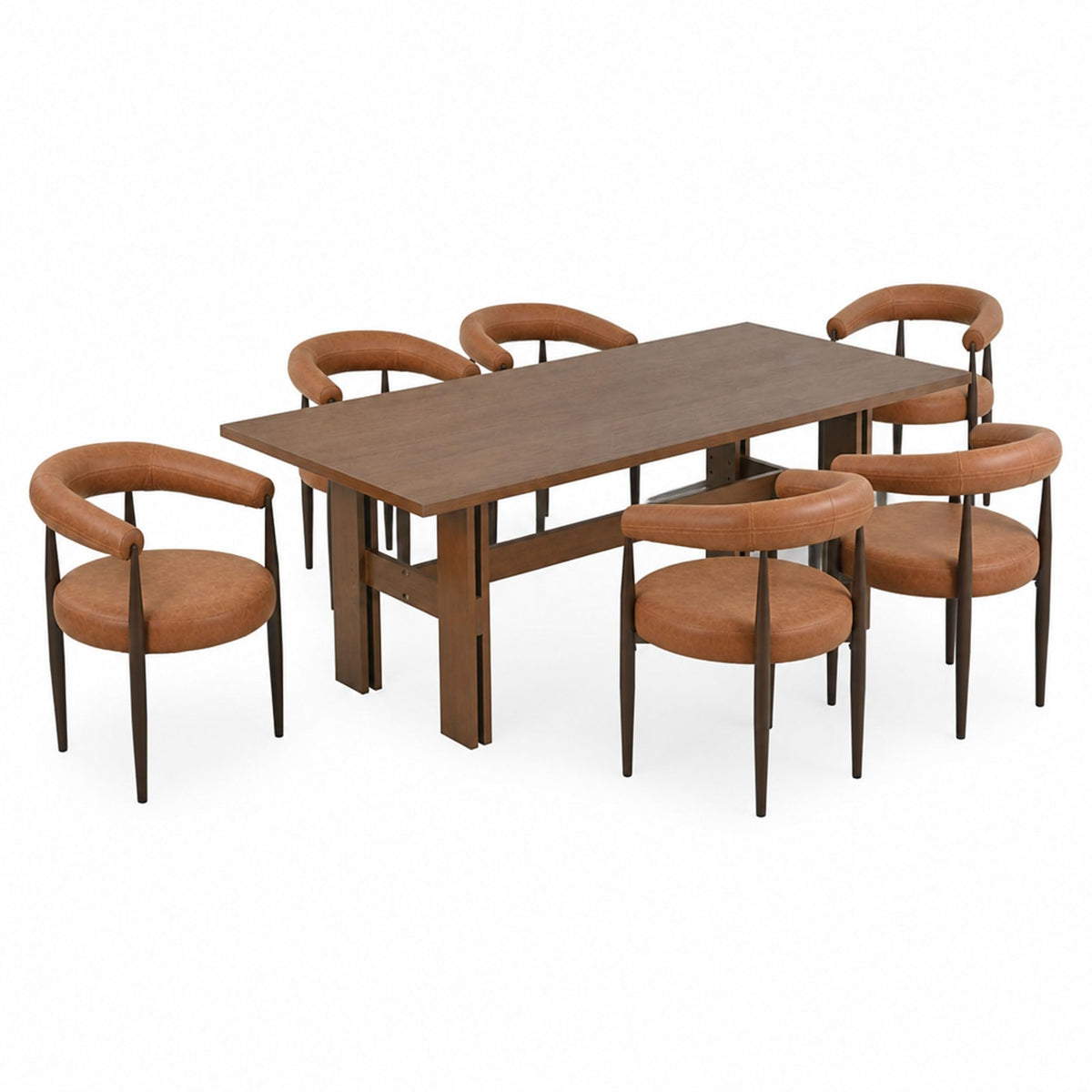7-Piece Rubber Wood Dining Table Set with Chairs P448