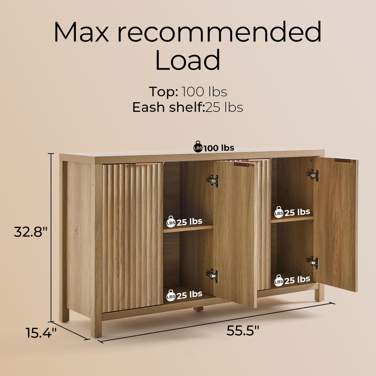 56" Golden Oak Buffet Cabinet C2219