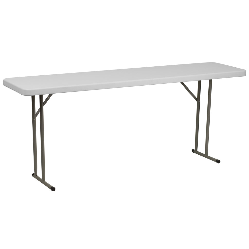 6-Foot Rectangle Granite White Plastic Folding Training Table B7657
