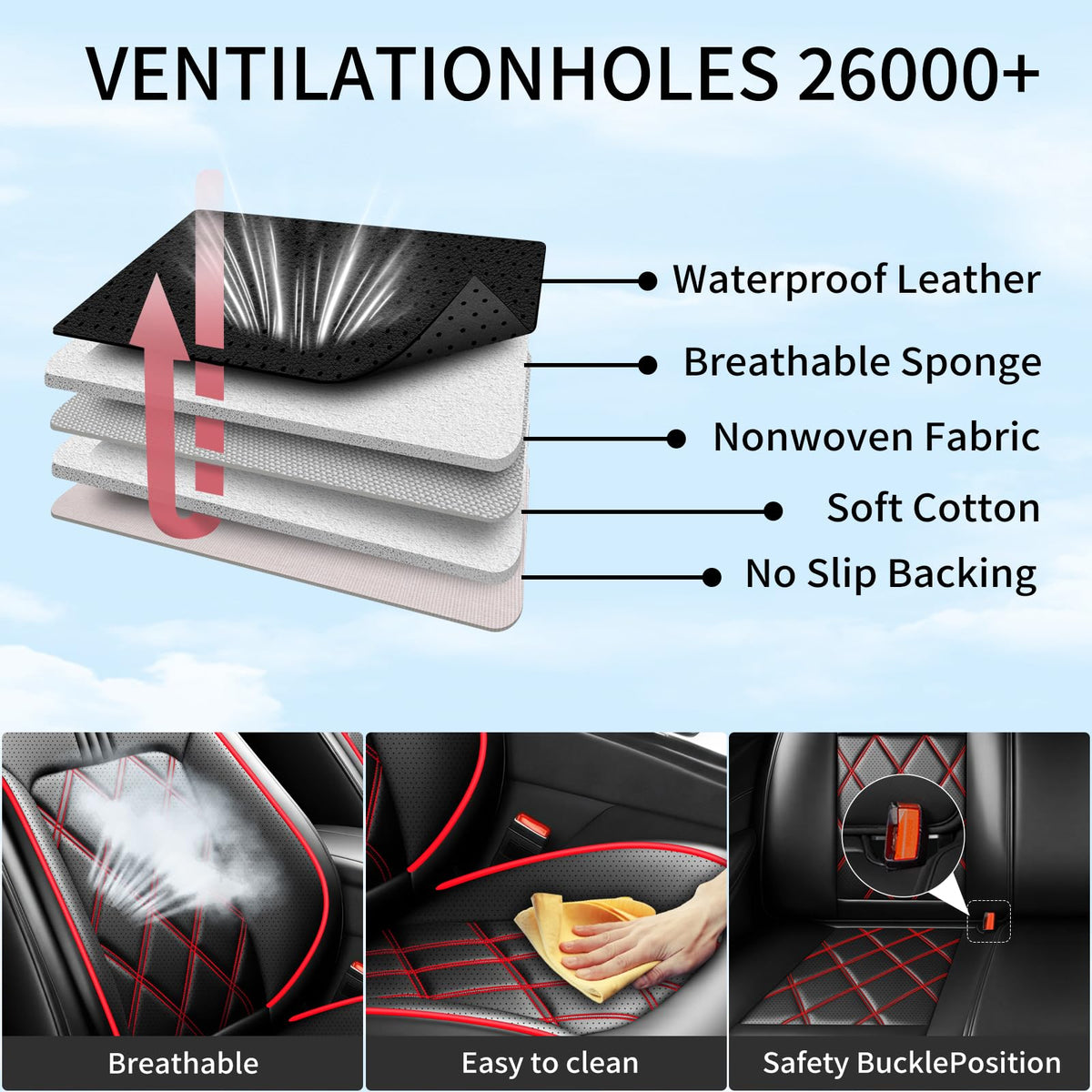 Car Seat Covers Red Black W700