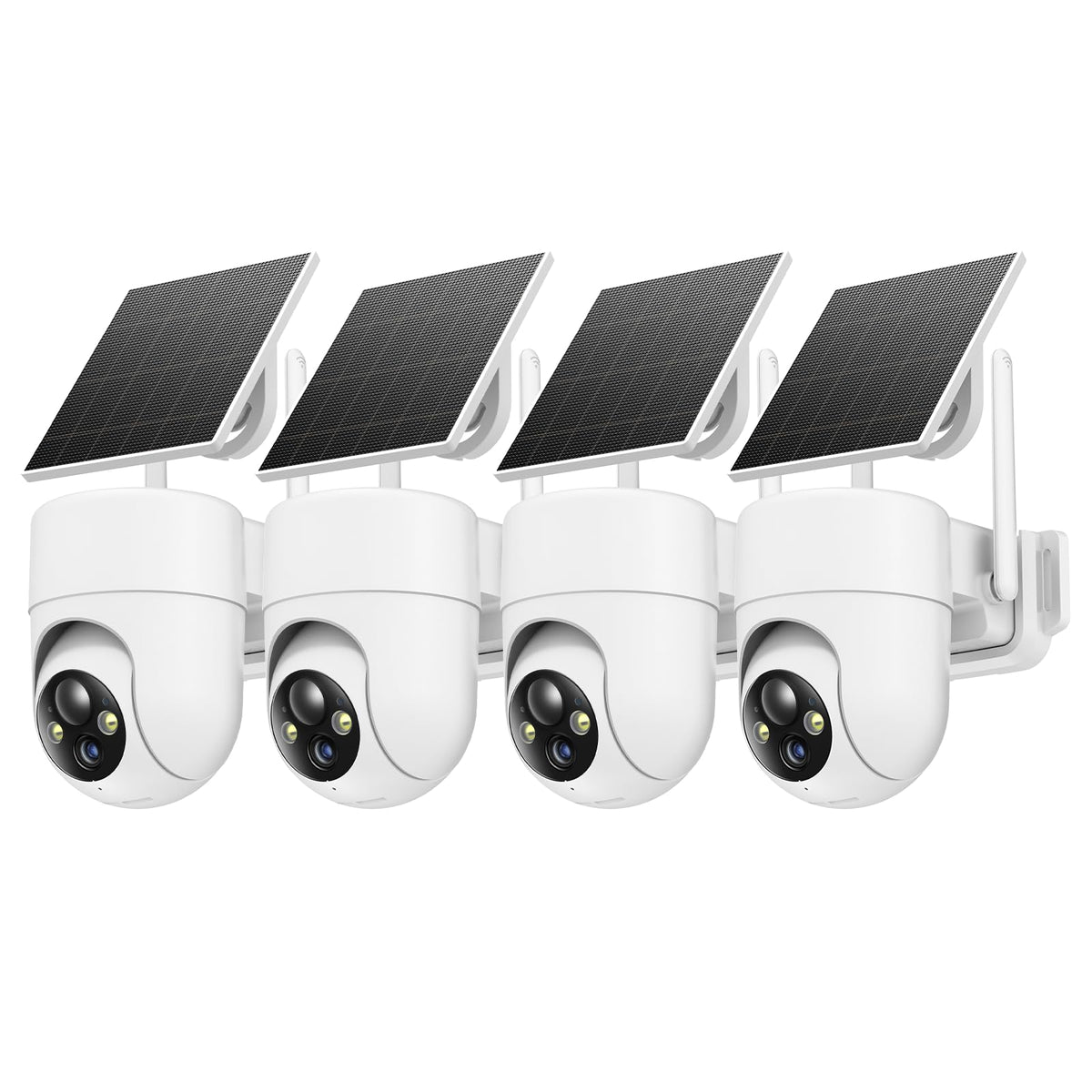 2K Solar Wireless Outdoor Security Cameras with 360° View, 4 Pack, White S787