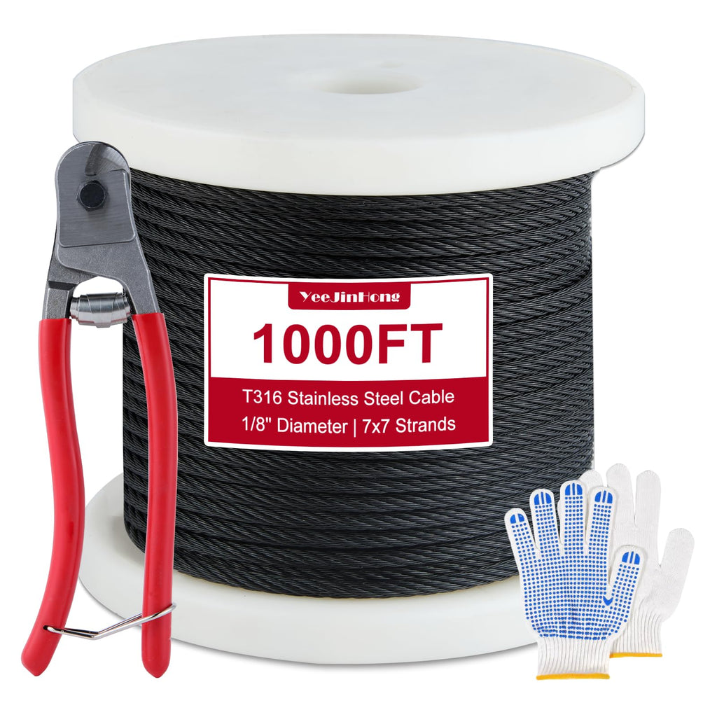 Black 1/8in T316 Stainless Steel Wire Rope B902