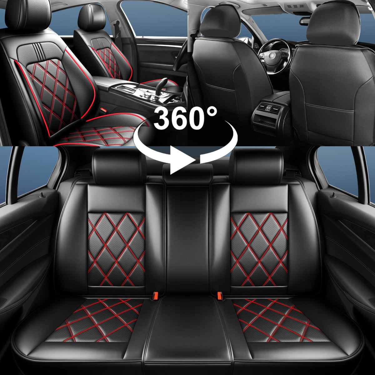 Car Seat Covers Red Black W700
