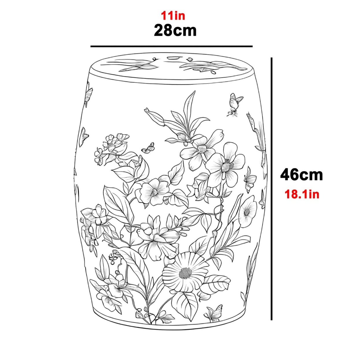 Ceramic Drum Garden Stool S446095