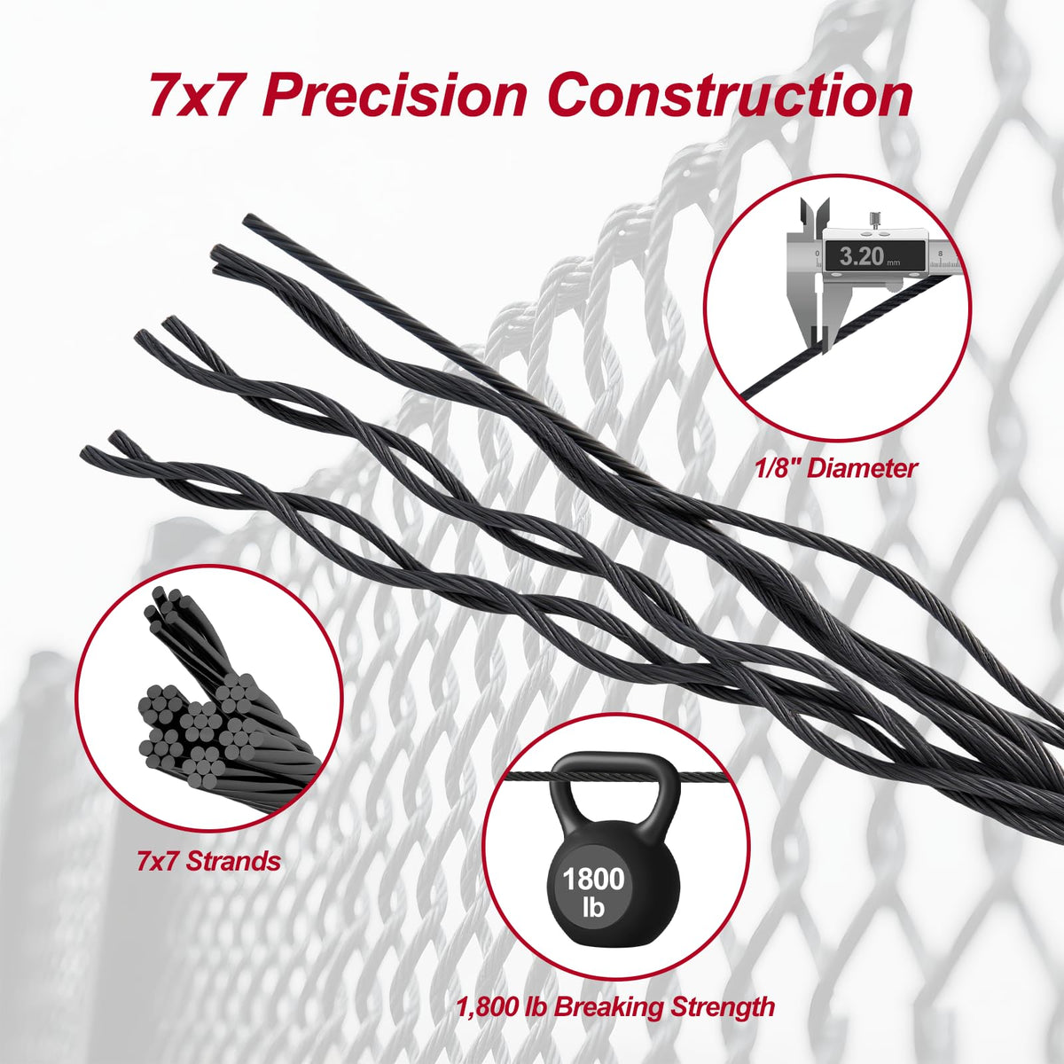 Black 1/8in T316 Stainless Steel Wire Rope B902