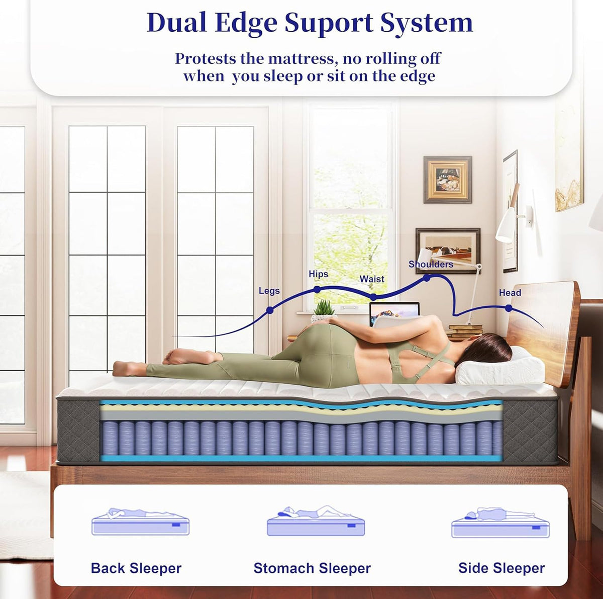 10 Inch Full Size Medium Firm Hybrid Mattress Z259156