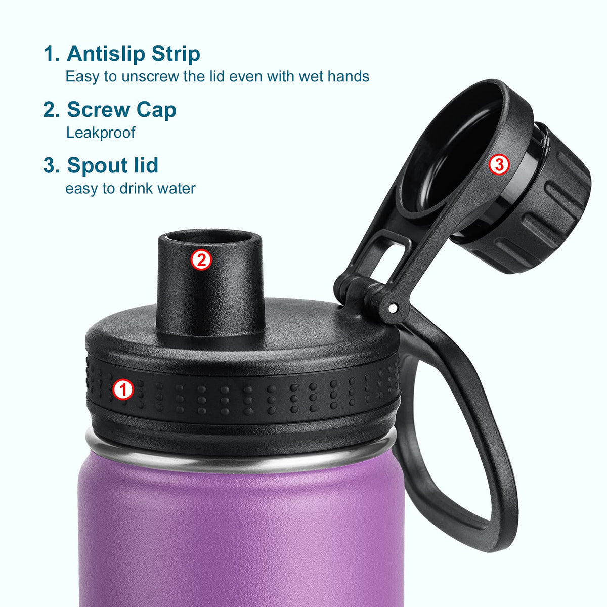 Stainless Steel Vacuum Insulated Water Bottle 16 oz 2 Pack X6979