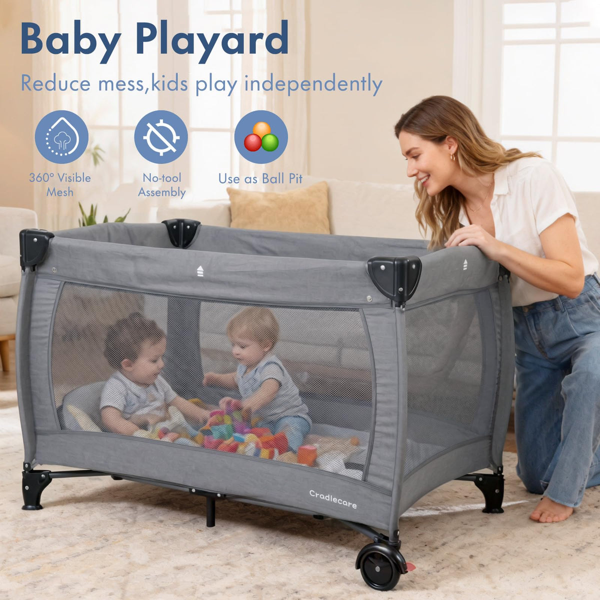 5-in-1 Pack and Play with Bassinet & Changing Table L9618
