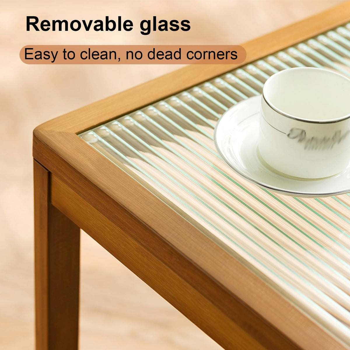 Square Coffee Table Set of Two, Natural Bamboo Q31572