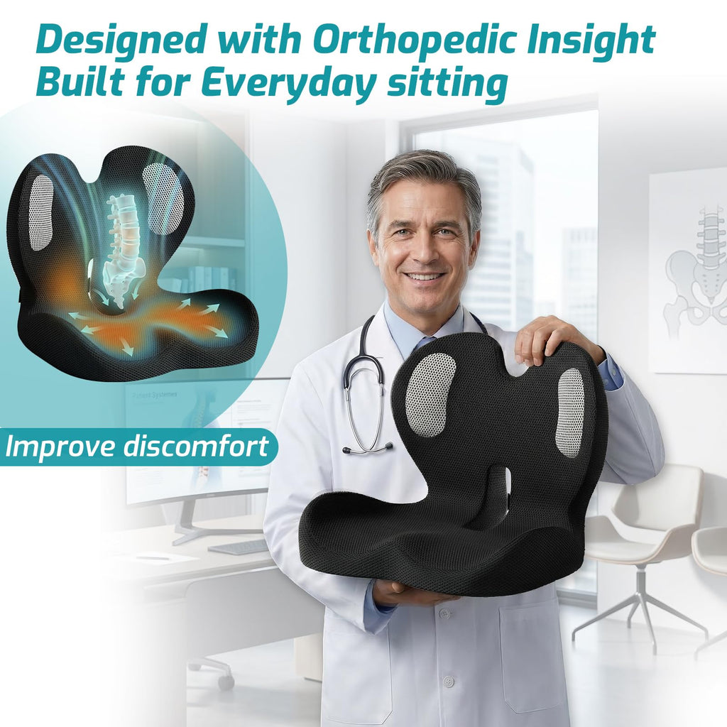 Ergonomic Seat Cushion & Lumbar Support Pillow K18874