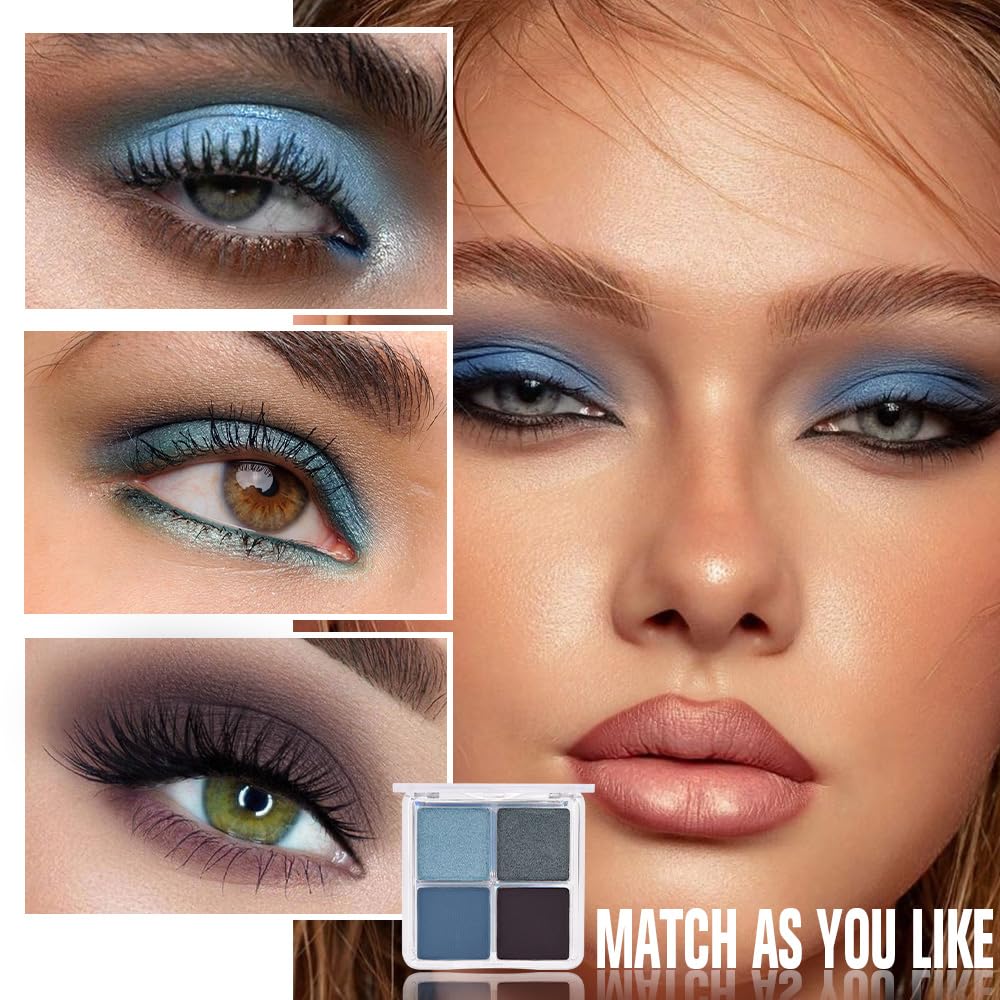 Blue Taupe Matte Glitter Eyeshadow Quad F7250