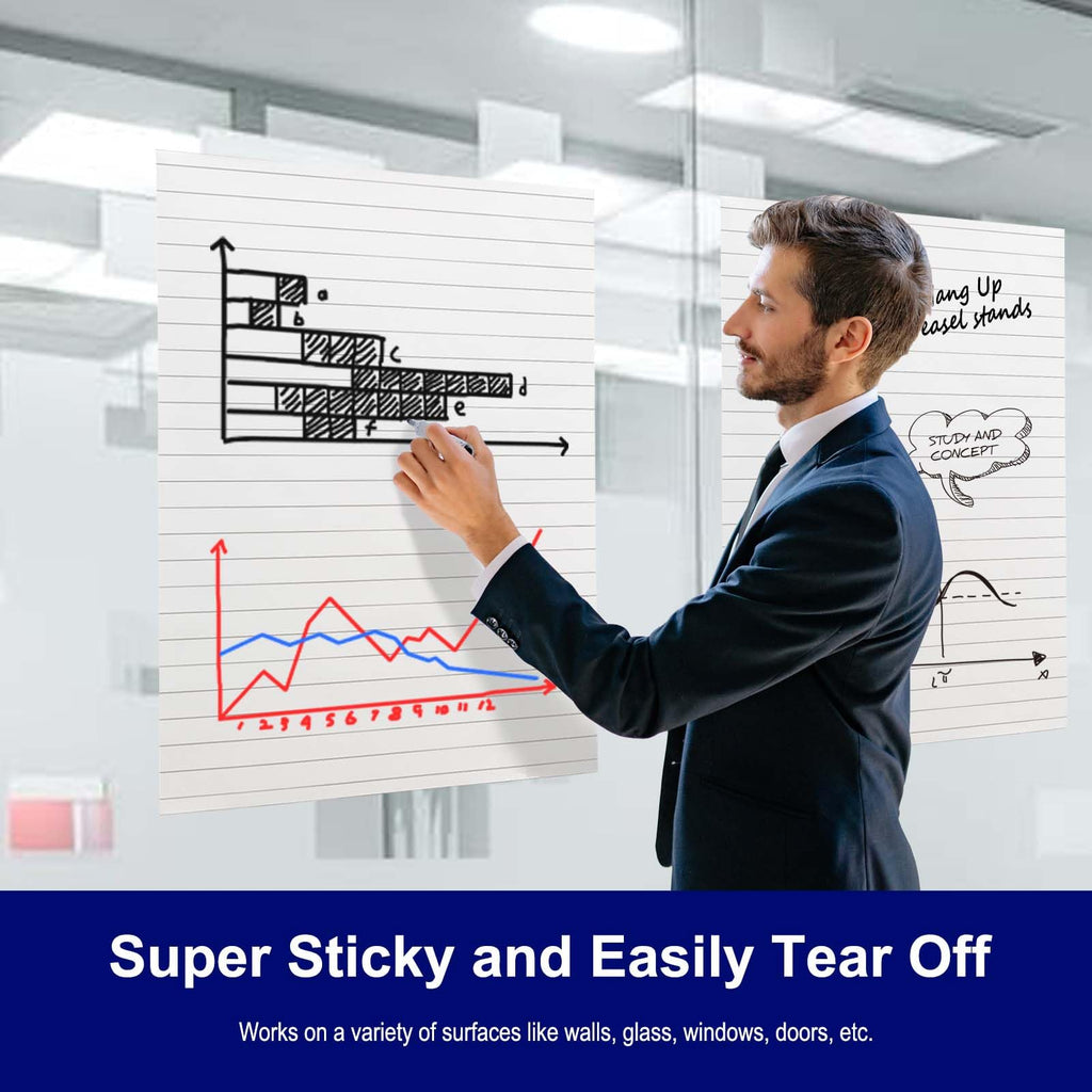 Lined Sticky Easel Pad, 25 x 30 In Flip Chart, 30 Sheets/Pad, 10 Pads Q54742