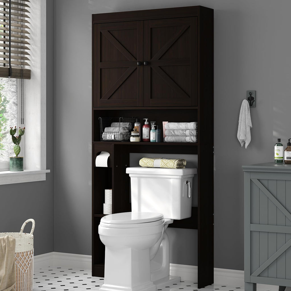 Over The Toilet Storage Cabinet with Barn Doors Y1176