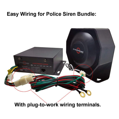 100W Police Siren PA System Kit with Slim Speaker Handheld Microphone J62744