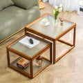 Square Coffee Table Set of Two, Natural Bamboo Q31572