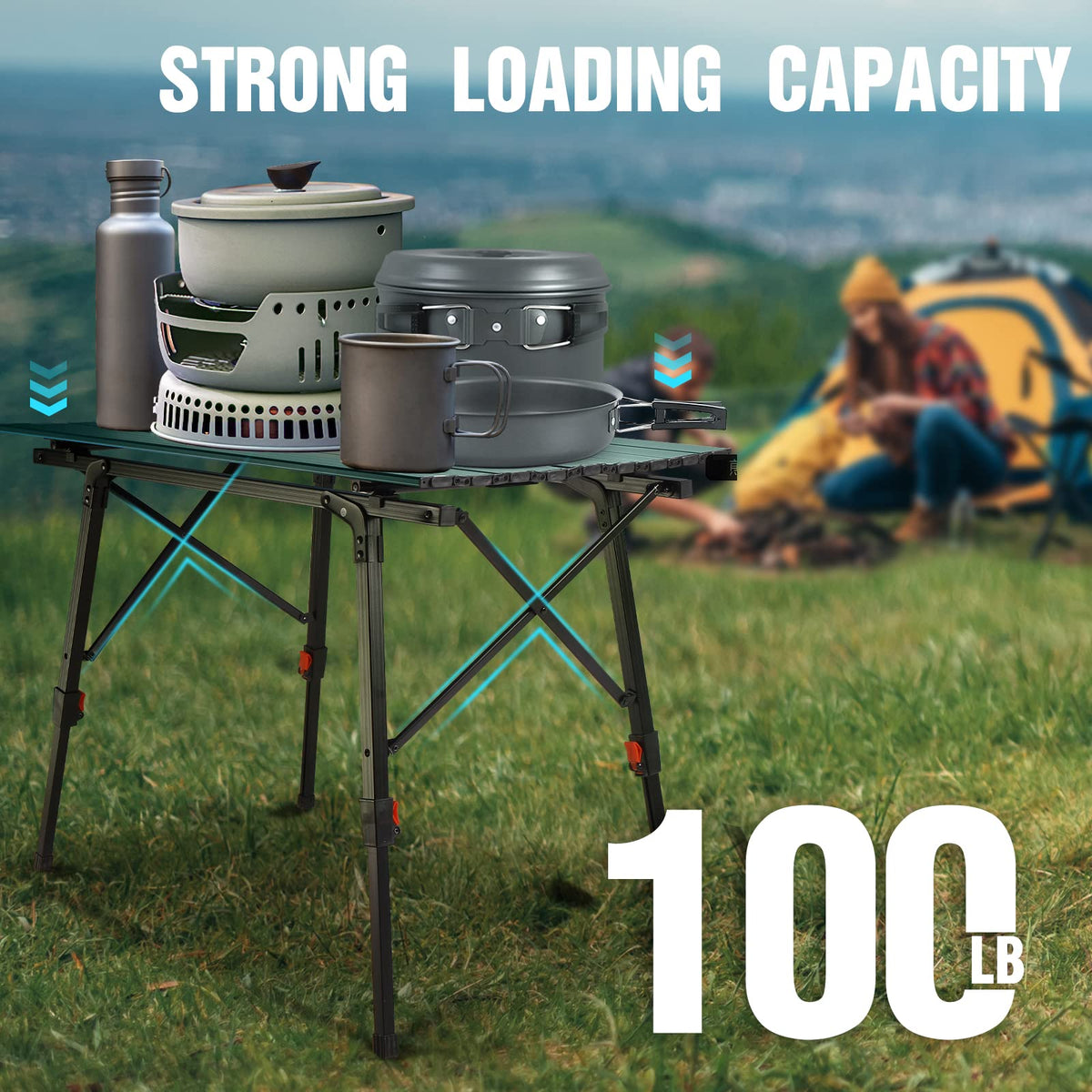 Portable Aluminum Camping Table with Adjustable Legs Z170