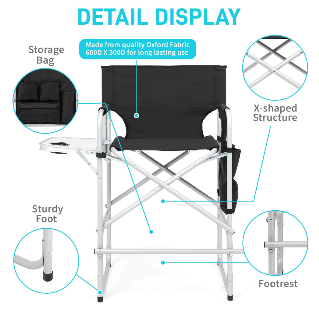 26" Tall Black Folding Directors Chair J36632