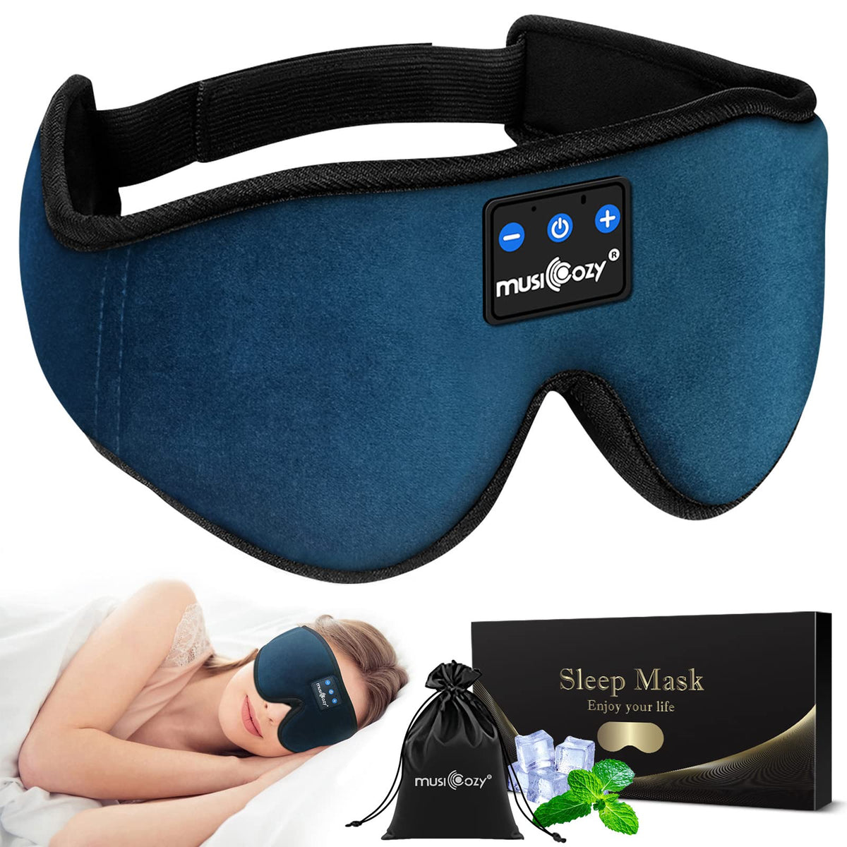 3D Bluetooth Wireless Headband Sleep Mask, Pack of 2 N455617