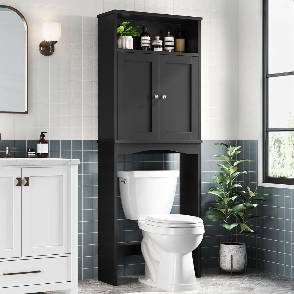 Black Over The Toilet Storage Cabinet O5411