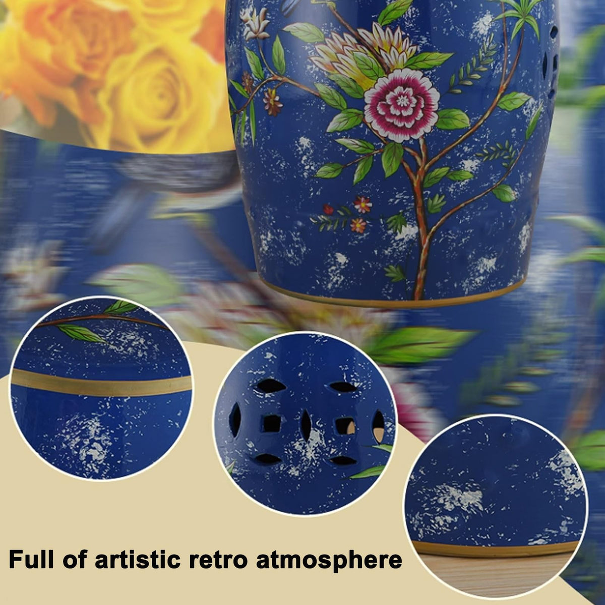 Ceramic Drum Garden Stool S446095