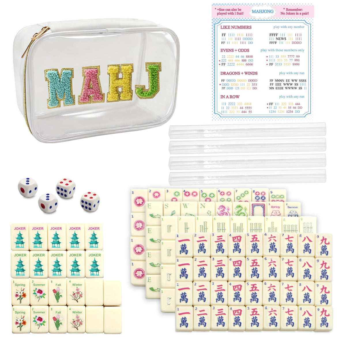 Mini Mahjong Set with 166 White Tiles N41330
