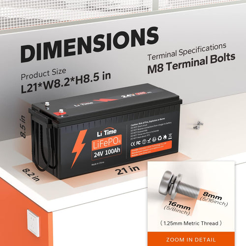 24V 100Ah LiFePO4 Lithium Battery P19730