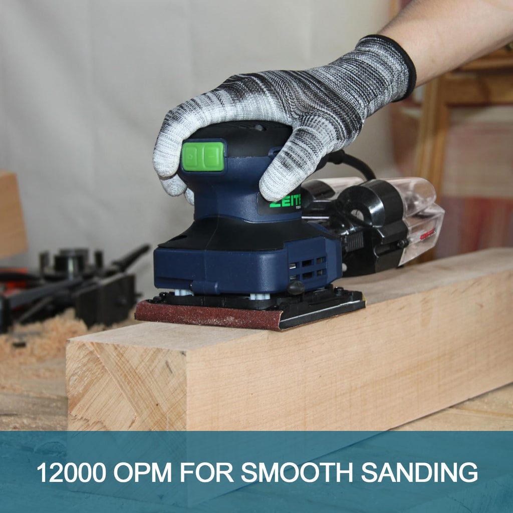 2.4 Amp 1/4 Sheet Electric Palm Sander with 12Pcs Sandpapers D90079