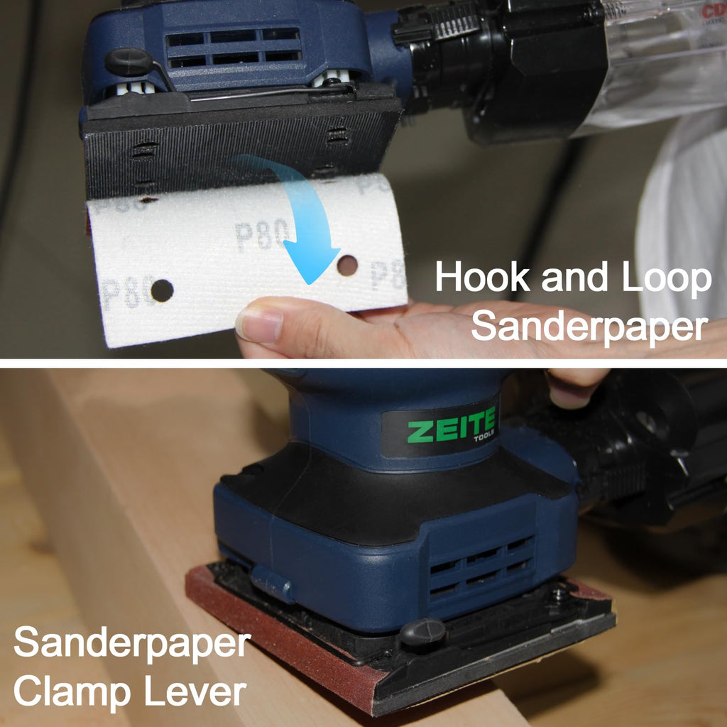 2.4 Amp 1/4 Sheet Electric Palm Sander with 12Pcs Sandpapers D90079