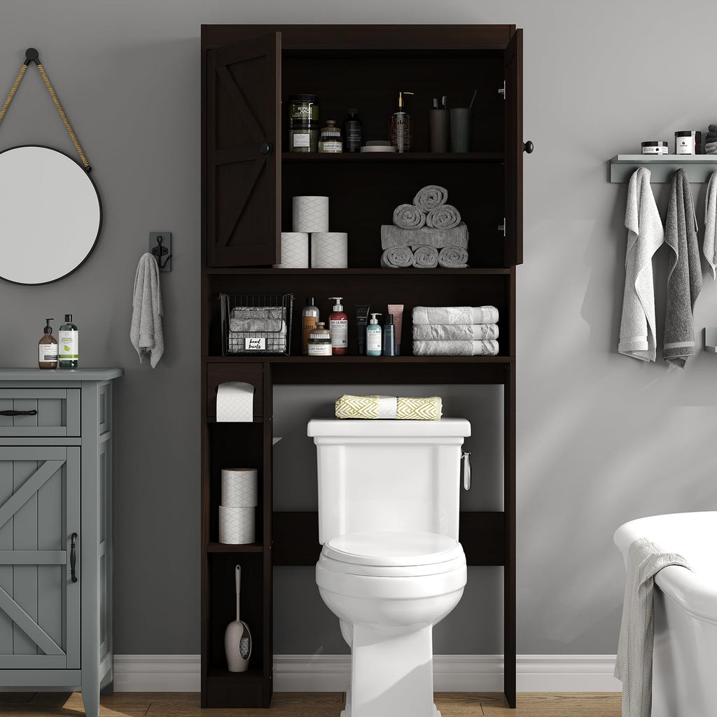 Over The Toilet Storage Cabinet with Barn Doors Y1176