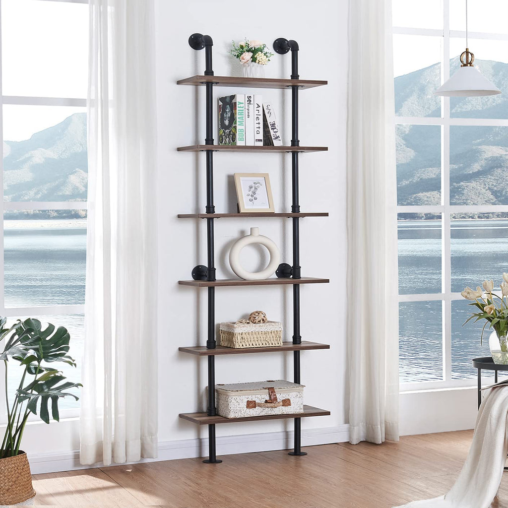 6 Tier Industrial Pipe Bookshelf N7060
