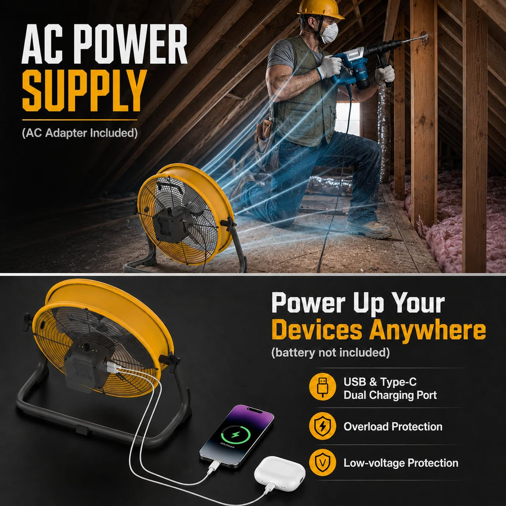 12" Battery Powered Cordless Floor Fan Y8325