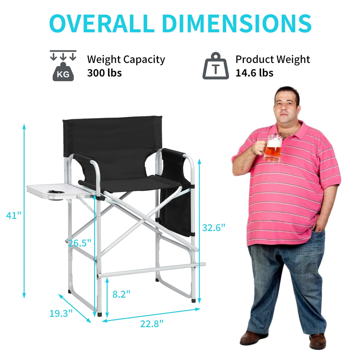 26" Tall Black Folding Directors Chair J36632