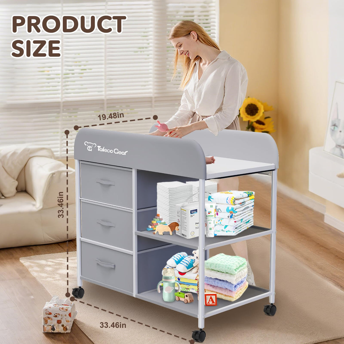 Portable Baby Changing Table with 3 Storage Baskets Z443